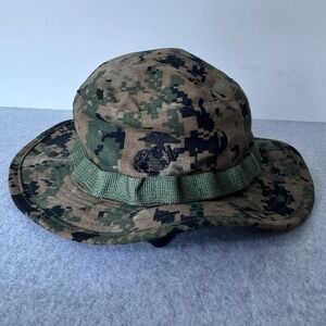 SEKRI Hat Boonie Mens L Green MARPAT Woodland Camo USMC Wide Brim Twill